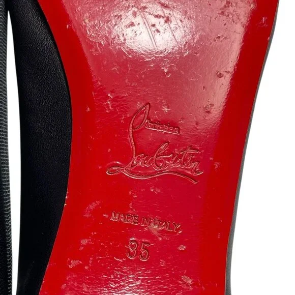 CHRISTIAN LOUBOUTIN Black Bow Leather Ballet Flats Womens 35 5 - Picture 12 of 13